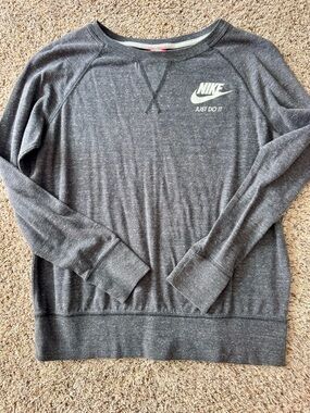 Nike Heather Dark Gray Crewneck thin sweatshirt - White Logo